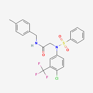 molecular formula C23H20ClF3N2O3S B5068888 N~2~-[4-chloro-3-(trifluoromethyl)phenyl]-N~1~-(4-methylbenzyl)-N~2~-(phenylsulfonyl)glycinamide 
