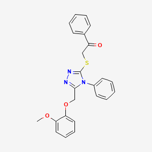 molecular formula C24H21N3O3S B5068920 2-({5-[(2-methoxyphenoxy)methyl]-4-phenyl-4H-1,2,4-triazol-3-yl}thio)-1-phenylethanone 