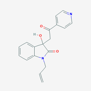 molecular formula C18H16N2O3 B506895 3-hydroxy-3-[2-oxo-2-(pyridin-4-yl)ethyl]-1-(prop-2-en-1-yl)-1,3-dihydro-2H-indol-2-one CAS No. 439091-27-7
