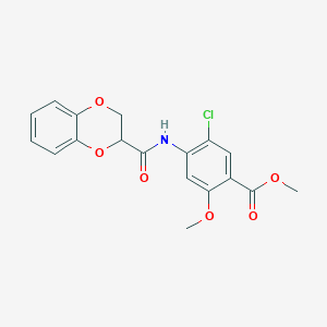 molecular formula C18H16ClNO6 B5069046 methyl 5-chloro-4-[(2,3-dihydro-1,4-benzodioxin-2-ylcarbonyl)amino]-2-methoxybenzoate 