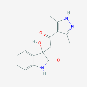 molecular formula C15H15N3O3 B506907 3-[2-(3,5-dimethyl-1H-pyrazol-4-yl)-2-oxoethyl]-3-hydroxy-1,3-dihydro-2H-indol-2-one CAS No. 1030603-82-7