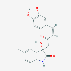 molecular formula C20H17NO5 B506908 3-[(3Z)-4-(1,3-benzodioxol-5-yl)-2-oxobut-3-en-1-yl]-3-hydroxy-5-methyl-1,3-dihydro-2H-indol-2-one CAS No. 676614-39-4