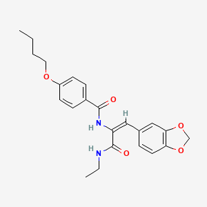 molecular formula C23H26N2O5 B5069085 N-{2-(1,3-benzodioxol-5-yl)-1-[(ethylamino)carbonyl]vinyl}-4-butoxybenzamide 