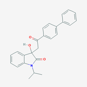 molecular formula C25H23NO3 B506918 3-[2-(biphenyl-4-yl)-2-oxoethyl]-3-hydroxy-1-(propan-2-yl)-1,3-dihydro-2H-indol-2-one CAS No. 689756-50-1