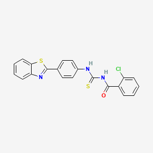 molecular formula C21H14ClN3OS2 B5069188 N-({[4-(1,3-benzothiazol-2-yl)phenyl]amino}carbonothioyl)-2-chlorobenzamide 