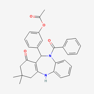 3-(10-benzoyl-3,3-dimethyl-1-oxo-2,3,4,5,10,11-hexahydro-1H-dibenzo[b,e][1,4]diazepin-11-yl)phenyl acetate