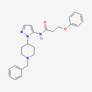 molecular formula C24H28N4O2 B5069208 N-[1-(1-benzyl-4-piperidinyl)-1H-pyrazol-5-yl]-3-phenoxypropanamide 