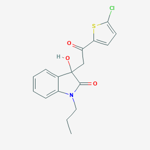 molecular formula C17H16ClNO3S B506922 3-[2-(5-chlorothiophen-2-yl)-2-oxoethyl]-3-hydroxy-1-propyl-1,3-dihydro-2H-indol-2-one CAS No. 688037-42-5