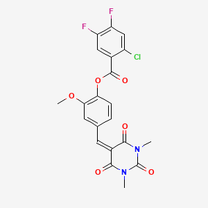 molecular formula C21H15ClF2N2O6 B5069242 4-[(1,3-dimethyl-2,4,6-trioxotetrahydro-5(2H)-pyrimidinylidene)methyl]-2-methoxyphenyl 2-chloro-4,5-difluorobenzoate 