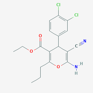 molecular formula C18H18Cl2N2O3 B5069250 ethyl 6-amino-5-cyano-4-(3,4-dichlorophenyl)-2-propyl-4H-pyran-3-carboxylate 