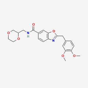 2-(3,4-dimethoxybenzyl)-N-(1,4-dioxan-2-ylmethyl)-1,3-benzoxazole-6-carboxamide