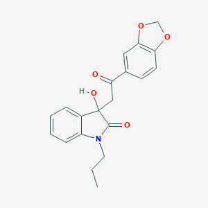 molecular formula C20H19NO5 B506933 3-[2-(1,3-benzodioxol-5-yl)-2-oxoethyl]-3-hydroxy-1-propyl-1,3-dihydro-2H-indol-2-one CAS No. 688037-08-3