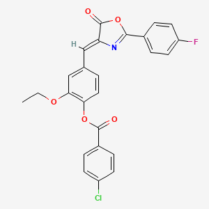 2-ethoxy-4-{[2-(4-fluorophenyl)-5-oxo-1,3-oxazol-4(5H)-ylidene]methyl}phenyl 4-chlorobenzoate