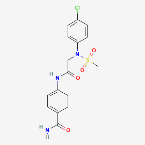 molecular formula C16H16ClN3O4S B5069355 4-{[N-(4-chlorophenyl)-N-(methylsulfonyl)glycyl]amino}benzamide 