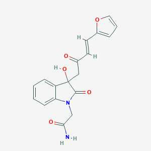 2-{3-[(3E)-4-(furan-2-yl)-2-oxobut-3-en-1-yl]-3-hydroxy-2-oxo-2,3-dihydro-1H-indol-1-yl}acetamide