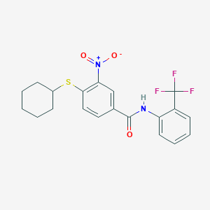 molecular formula C20H19F3N2O3S B5069374 4-(cyclohexylthio)-3-nitro-N-[2-(trifluoromethyl)phenyl]benzamide 