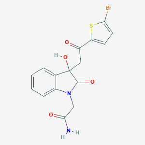 molecular formula C16H13BrN2O4S B506938 2-{3-[2-(5-bromothiophen-2-yl)-2-oxoethyl]-3-hydroxy-2-oxo-2,3-dihydro-1H-indol-1-yl}acetamide CAS No. 439093-42-2