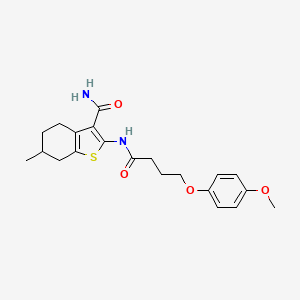 molecular formula C21H26N2O4S B5069414 2-{[4-(4-methoxyphenoxy)butanoyl]amino}-6-methyl-4,5,6,7-tetrahydro-1-benzothiophene-3-carboxamide 