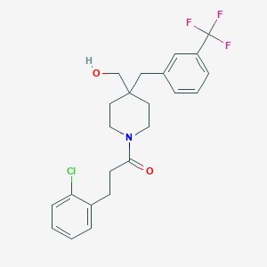 molecular formula C23H25ClF3NO2 B5069471 {1-[3-(2-chlorophenyl)propanoyl]-4-[3-(trifluoromethyl)benzyl]-4-piperidinyl}methanol 