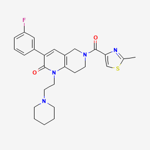 molecular formula C26H29FN4O2S B5069509 3-(3-fluorophenyl)-6-[(2-methyl-1,3-thiazol-4-yl)carbonyl]-1-[2-(1-piperidinyl)ethyl]-5,6,7,8-tetrahydro-1,6-naphthyridin-2(1H)-one 