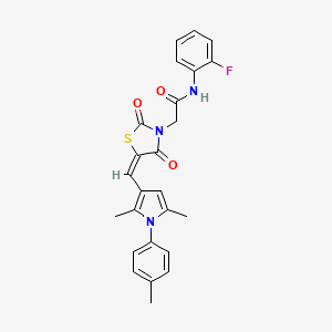 molecular formula C25H22FN3O3S B5069522 2-(5-{[2,5-dimethyl-1-(4-methylphenyl)-1H-pyrrol-3-yl]methylene}-2,4-dioxo-1,3-thiazolidin-3-yl)-N-(2-fluorophenyl)acetamide 