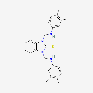 molecular formula C25H28N4S B5069567 1,3-bis{[(3,4-dimethylphenyl)amino]methyl}-1,3-dihydro-2H-benzimidazole-2-thione 