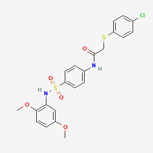 molecular formula C22H21ClN2O5S2 B5069568 2-[(4-chlorophenyl)thio]-N-(4-{[(2,5-dimethoxyphenyl)amino]sulfonyl}phenyl)acetamide 