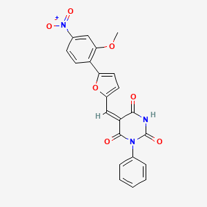 molecular formula C22H15N3O7 B5069572 5-{[5-(2-methoxy-4-nitrophenyl)-2-furyl]methylene}-1-phenyl-2,4,6(1H,3H,5H)-pyrimidinetrione 