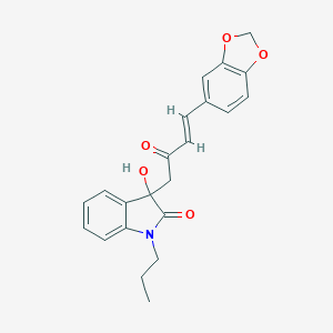 molecular formula C22H21NO5 B506958 3-[(3E)-4-(1,3-benzodioxol-5-yl)-2-oxobut-3-en-1-yl]-3-hydroxy-1-propyl-1,3-dihydro-2H-indol-2-one CAS No. 688037-05-0