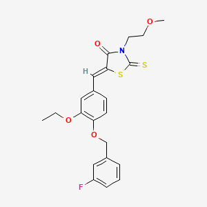 molecular formula C22H22FNO4S2 B5069586 5-{3-ethoxy-4-[(3-fluorobenzyl)oxy]benzylidene}-3-(2-methoxyethyl)-2-thioxo-1,3-thiazolidin-4-one 