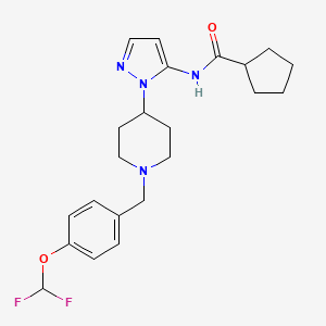 molecular formula C22H28F2N4O2 B5069588 N-(1-{1-[4-(difluoromethoxy)benzyl]-4-piperidinyl}-1H-pyrazol-5-yl)cyclopentanecarboxamide 