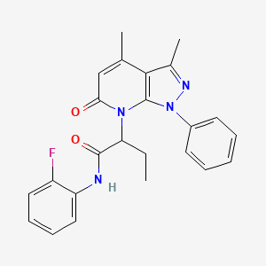 2-(3,4-dimethyl-6-oxo-1-phenyl-1,6-dihydro-7H-pyrazolo[3,4-b]pyridin-7-yl)-N-(2-fluorophenyl)butanamide