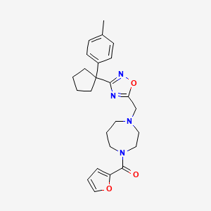 molecular formula C25H30N4O3 B5069606 1-(2-furoyl)-4-({3-[1-(4-methylphenyl)cyclopentyl]-1,2,4-oxadiazol-5-yl}methyl)-1,4-diazepane 