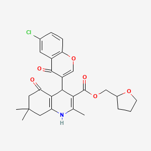 molecular formula C27H28ClNO6 B5069614 tetrahydro-2-furanylmethyl 4-(6-chloro-4-oxo-4H-chromen-3-yl)-2,7,7-trimethyl-5-oxo-1,4,5,6,7,8-hexahydro-3-quinolinecarboxylate 