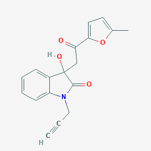 molecular formula C18H15NO4 B506962 3-hydroxy-3-[2-(5-methylfuran-2-yl)-2-oxoethyl]-1-(prop-2-yn-1-yl)-1,3-dihydro-2H-indol-2-one CAS No. 439092-01-0