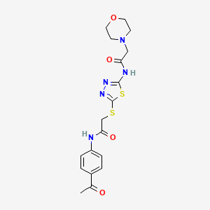 molecular formula C18H21N5O4S2 B5069632 N-[5-({2-[(4-acetylphenyl)amino]-2-oxoethyl}thio)-1,3,4-thiadiazol-2-yl]-2-(4-morpholinyl)acetamide 