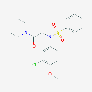 molecular formula C19H23ClN2O4S B5069671 N~2~-(3-chloro-4-methoxyphenyl)-N~1~,N~1~-diethyl-N~2~-(phenylsulfonyl)glycinamide 