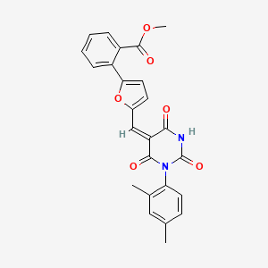 molecular formula C25H20N2O6 B5069735 methyl 2-(5-{[1-(2,4-dimethylphenyl)-2,4,6-trioxotetrahydro-5(2H)-pyrimidinylidene]methyl}-2-furyl)benzoate 