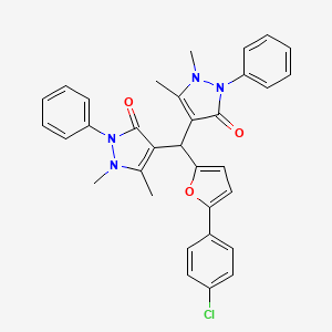 molecular formula C33H29ClN4O3 B5069740 4,4'-{[5-(4-chlorophenyl)-2-furyl]methylene}bis(1,5-dimethyl-2-phenyl-1,2-dihydro-3H-pyrazol-3-one) 