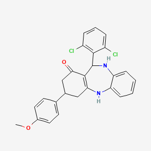 molecular formula C26H22Cl2N2O2 B5069769 11-(2,6-dichlorophenyl)-3-(4-methoxyphenyl)-2,3,4,5,10,11-hexahydro-1H-dibenzo[b,e][1,4]diazepin-1-one 
