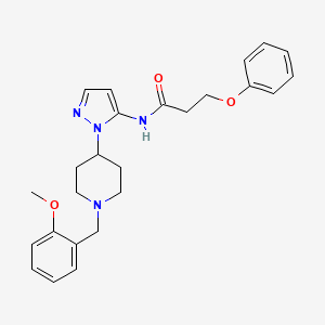 molecular formula C25H30N4O3 B5069777 N-{1-[1-(2-methoxybenzyl)-4-piperidinyl]-1H-pyrazol-5-yl}-3-phenoxypropanamide 