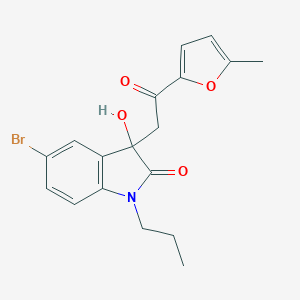 molecular formula C18H18BrNO4 B506979 5-bromo-3-hydroxy-3-[2-(5-methylfuran-2-yl)-2-oxoethyl]-1-propyl-1,3-dihydro-2H-indol-2-one CAS No. 439091-96-0