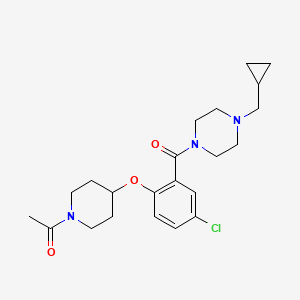 molecular formula C22H30ClN3O3 B5069834 1-{2-[(1-acetyl-4-piperidinyl)oxy]-5-chlorobenzoyl}-4-(cyclopropylmethyl)piperazine 