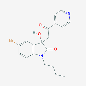 molecular formula C19H19BrN2O3 B506989 5-bromo-1-butyl-3-hydroxy-3-[2-oxo-2-(pyridin-4-yl)ethyl]-1,3-dihydro-2H-indol-2-one CAS No. 688040-22-4