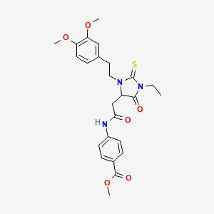molecular formula C25H29N3O6S B5069925 methyl 4-[({3-[2-(3,4-dimethoxyphenyl)ethyl]-1-ethyl-5-oxo-2-thioxo-4-imidazolidinyl}acetyl)amino]benzoate 