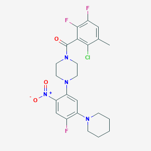 molecular formula C23H24ClF3N4O3 B5069939 1-(2-chloro-5,6-difluoro-3-methylbenzoyl)-4-[4-fluoro-2-nitro-5-(1-piperidinyl)phenyl]piperazine CAS No. 6042-02-0