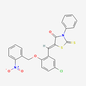 molecular formula C23H15ClN2O4S2 B5069940 5-{5-chloro-2-[(2-nitrobenzyl)oxy]benzylidene}-3-phenyl-2-thioxo-1,3-thiazolidin-4-one 