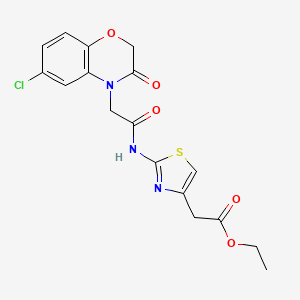 ethyl (2-{[(6-chloro-3-oxo-2,3-dihydro-4H-1,4-benzoxazin-4-yl)acetyl]amino}-1,3-thiazol-4-yl)acetate