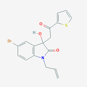 molecular formula C17H14BrNO3S B506999 5-bromo-3-hydroxy-3-[2-oxo-2-(thiophen-2-yl)ethyl]-1-(prop-2-en-1-yl)-1,3-dihydro-2H-indol-2-one CAS No. 688040-27-9