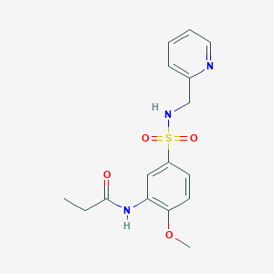 molecular formula C16H19N3O4S B5070045 N-(2-methoxy-5-{[(2-pyridinylmethyl)amino]sulfonyl}phenyl)propanamide 